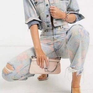 Blank NYC Mott high rise fitted boyfriend distressed floral jeans size 27 New